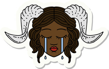 crying tiefling face sticker