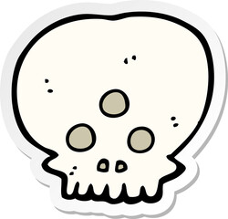sticker of a cartoon mystic skull