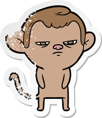 distressed sticker of a cartoon monkey