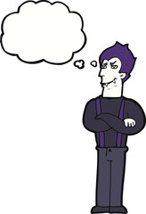 cartoon vampire with thought bubble