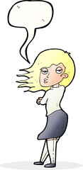 cartoon woman making photo face with speech bubble