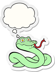 cartoon snake and thought bubble as a printed sticker