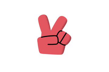 hand, victory, victory sign, two, fingers, icon symbol, red