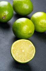 Fresh fruit lime on dark background