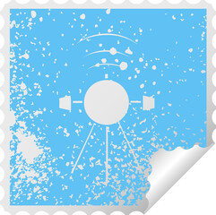 distressed square peeling sticker symbol satellite