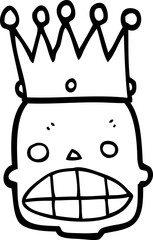 cartoon spooky skull face with crown