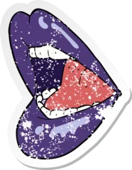 Selbstklebende Fototapeten retro distressed sticker of a cartoon open mouth © lineartestpilot