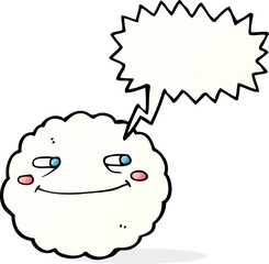 cartoon happy cloud with speech bubble
