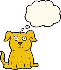 cartoon happy dog with thought bubble