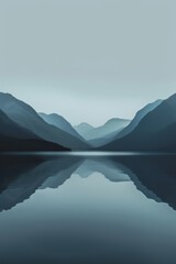 minimal layers of mountains silhouette, travel landscape