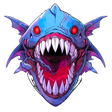 t-shirt design sticker icon logo shark mask character scary. character