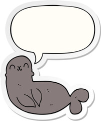 cartoon seal and speech bubble sticker