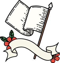 tattoo with banner of a white flag