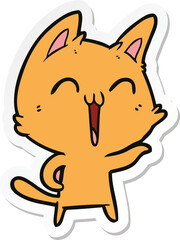 sticker of a happy cartoon cat