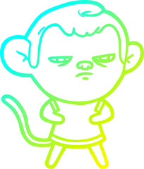 cold gradient line drawing cartoon monkey