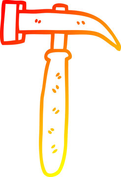 recommend clip art: warm gradient line drawing cartoon hammer
