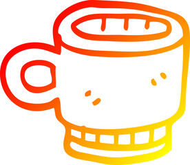 warm gradient line drawing cartoon coffee mug