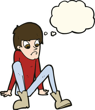 recommend clip art: cartoon boy sitting on floor with thought bubble