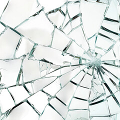 Shattered mirror, transparent background, isolated image, generative AI
