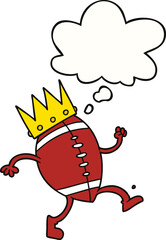 football with crown cartoon  and thought bubble