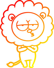 warm gradient line drawing cartoon tired lion