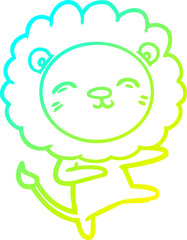 cold gradient line drawing cartoon lion