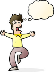 cartoon terrified man with thought bubble