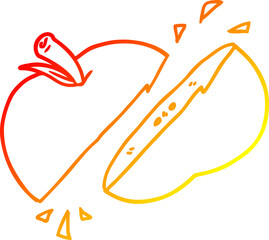 warm gradient line drawing cartoon sliced apple