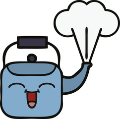 cute cartoon steaming kettle