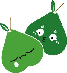 flat color retro cartoon pears