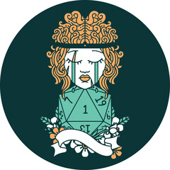 crying human barbarian with natural one d20 roll icon