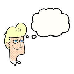 thought bubble cartoon smiling man