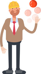 Engineer Character Playing Ball
