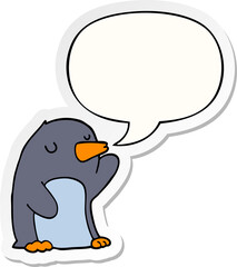 cartoon penguin and speech bubble sticker