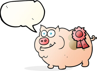speech bubble cartoon prize winning pig