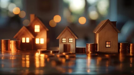 Foto op Canvas property, investment, real estate, home, house, mortgage, finance, wealth, asset, background. Investment property concept miniature model, save your money and invest in Real Estate. generative AI © Day Of Victory Stu.