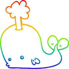 Fototapeta premium rainbow gradient line drawing cartoon whale