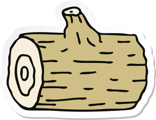 sticker of a quirky hand drawn cartoon wooden log