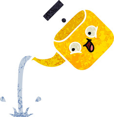 retro illustration style cartoon pouring kettle