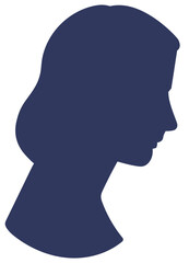 Woman's head in profile on a white background. Avatar. Female portrait. Vector Flat Illustration