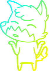 cold gradient line drawing cartoon fox