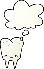 cartoon tooth and thought bubble in smooth gradient style
