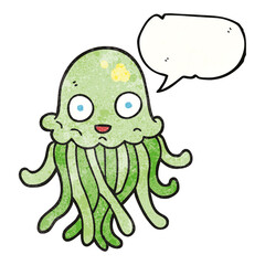 speech bubble textured cartoon octopus
