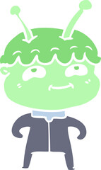 friendly flat color style cartoon spaceman