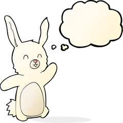Fototapeta premium cartoon happy rabbit with thought bubble