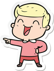 sticker of a cartoon man laughing