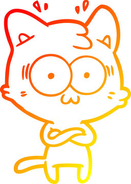 recommend clip art: warm gradient line drawing cartoon surprised cat
