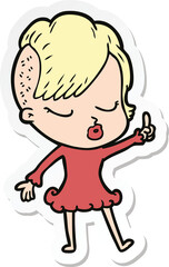 sticker of a cartoon pretty hipster girl