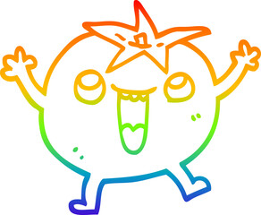 rainbow gradient line drawing cartoon happy tomato