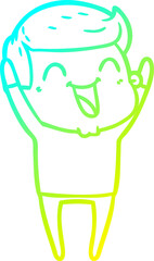 cold gradient line drawing cartoon man laughing